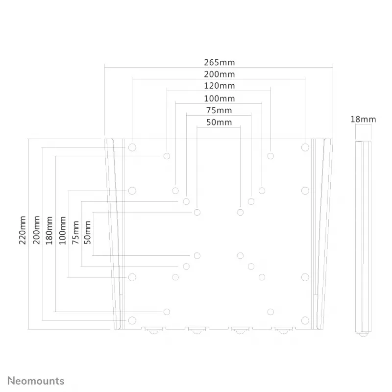 Neomounts FPMA-W110 TV mount wall 10-40 inch - ultra-flat, 25.4 cm (10 inch), 101.6 cm (40 inch), 50 x 50 mm, 200 x 200 mm, Steel, Silver