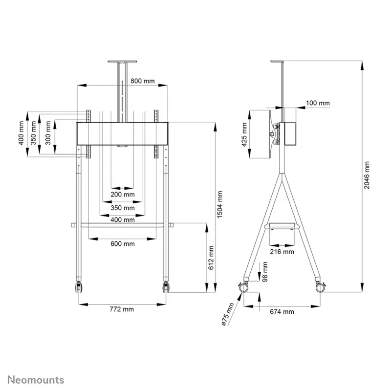 Neomounts NS-M1500BLACK TV trolley 32-65 inch