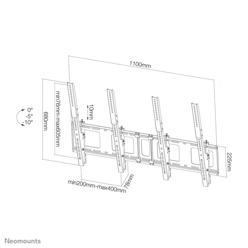 Neomounts NS-WMB200PBLACK Menuboard wall mount 40-52 inch - tiltable - portrait