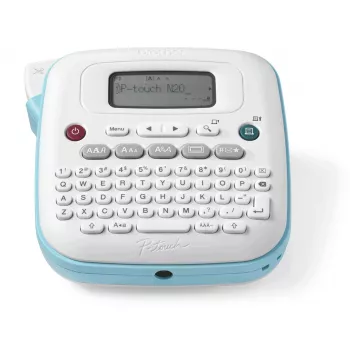 Label printer Brother PT-N20 — thermal transfer, 180×180 DPI, max width 12 mm, print speed 12 mm/s, LCD, white/blue