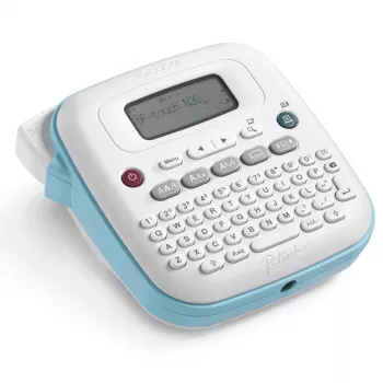 Label printer Brother PT-N20 — thermal transfer, 180×180 DPI, max width 12 mm, print speed 12 mm/s, LCD, white/blue