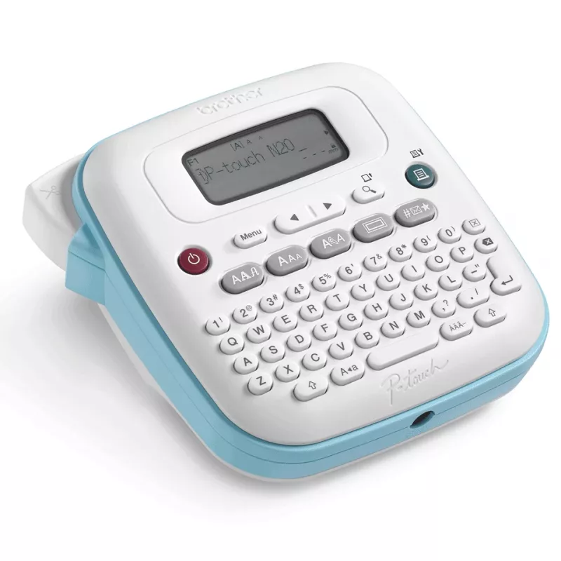 Label printer Brother PT-N20 — thermal transfer, 180×180 DPI, max width 12 mm, print speed 12 mm/s, LCD, white/blue