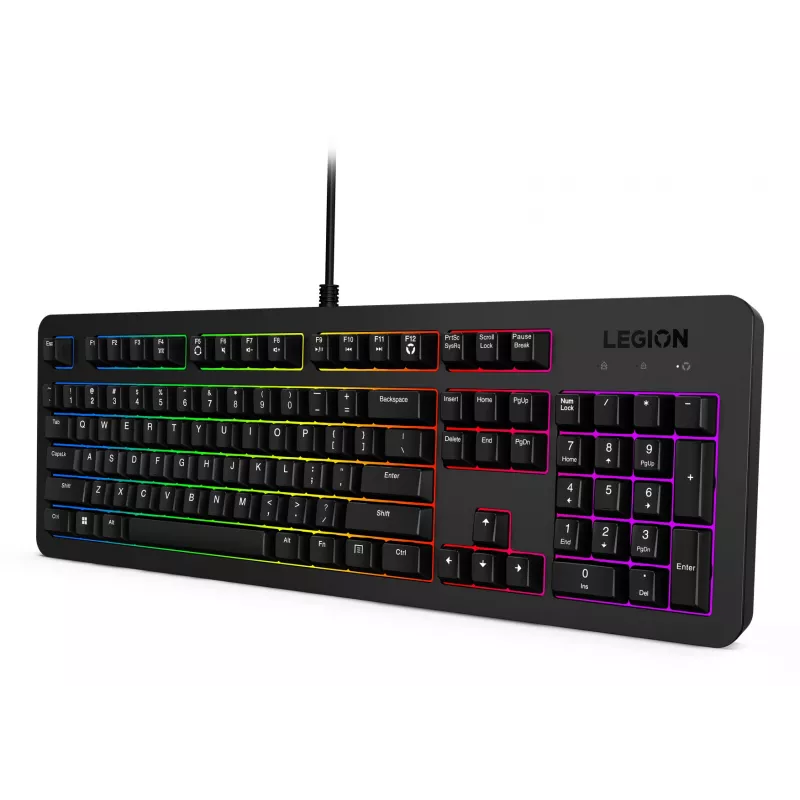 Wired Gaming Keyboard Lenovo K310 — Full-size 100%, USB, US English, RGB Backlight, Black, 1.8 m Cable