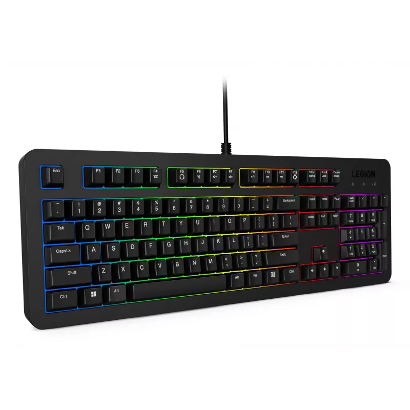 Wired Gaming Keyboard Lenovo K310 — Full-size 100%, USB, US English, RGB Backlight, Black, 1.8 m Cable