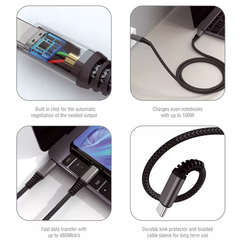 USB Cable 4smarts 456267 3m USB C Black 0.48 Gbit/s