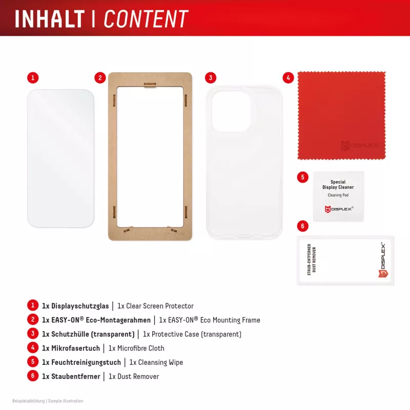 Displex Screen Protector + Case for Apple iPhone 16, Eco Mounting Frame, scratch resistant