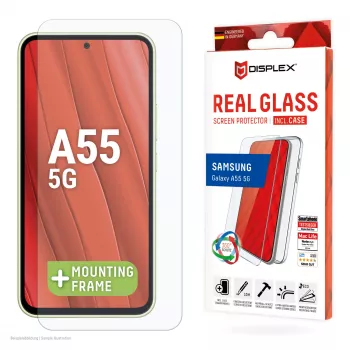 Displex Screen Protector + Case for Samsung Galaxy A55 5G, Eco Mounting Frame, scratch resistant