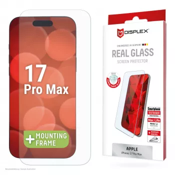 Displex Screen Protector (10H) for Apple iPhone 17/17 Pro, Eco Mounting Frame, scratch resistant
