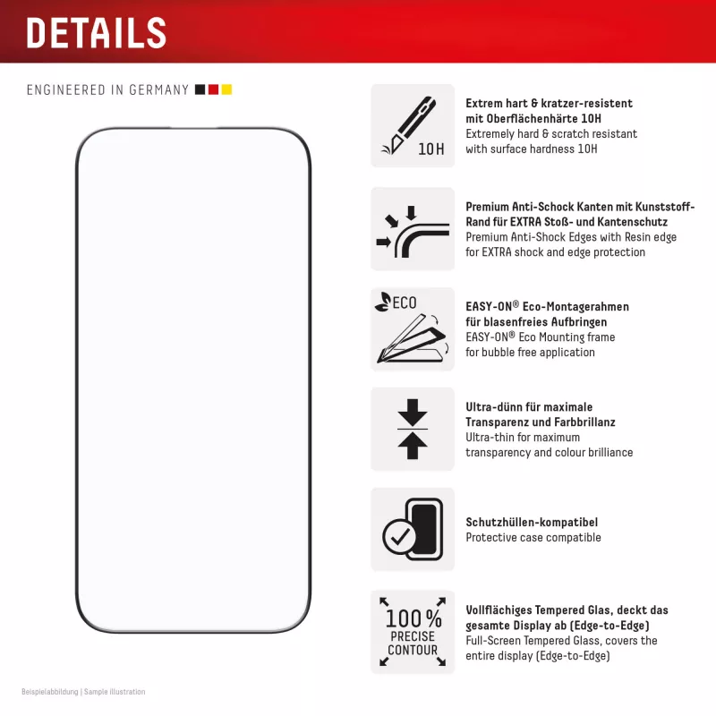Displex Premium Screen Protector (Full Cover, 10H) for Apple iPhone Air, Eco Mounting Frame, Full Cover