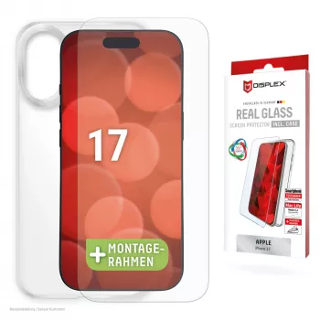 Displex Screen Protector + Case for Apple iPhone 17, Eco Mounting Frame, scratch resistant