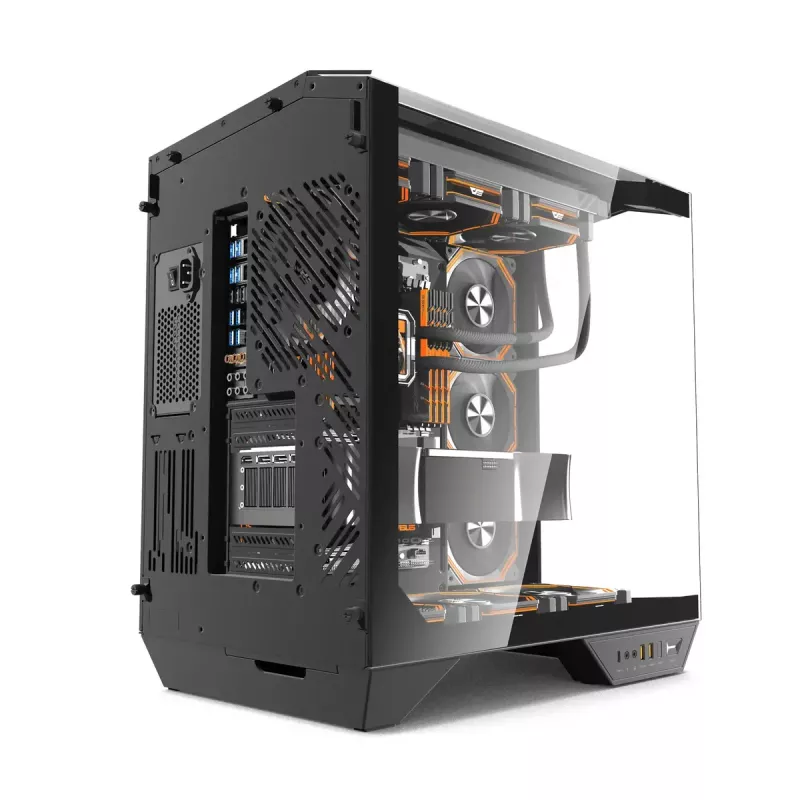 PC Case Darkflash DY470 Full Tower — Black, SPCC, supports ITX/ATX, HDD 3.5 inch/2.5 inch, 1x rear 120 mm, 120 mm side fans