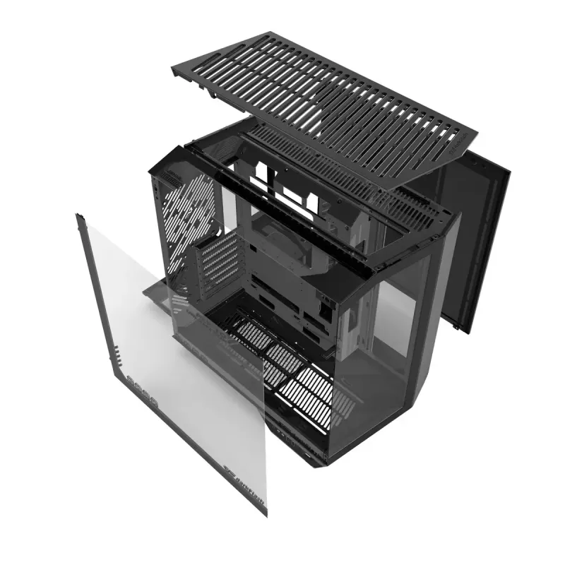 PC Case Darkflash DY470 Full Tower — Black, SPCC, supports ITX/ATX, HDD 3.5 inch/2.5 inch, 1x rear 120 mm, 120 mm side fans