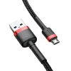 Baseus CAMKLF-B91 Nylon Durable Data & Charging Cable CQ3.0 2.4A USB to Micro USB 1m Black-Red