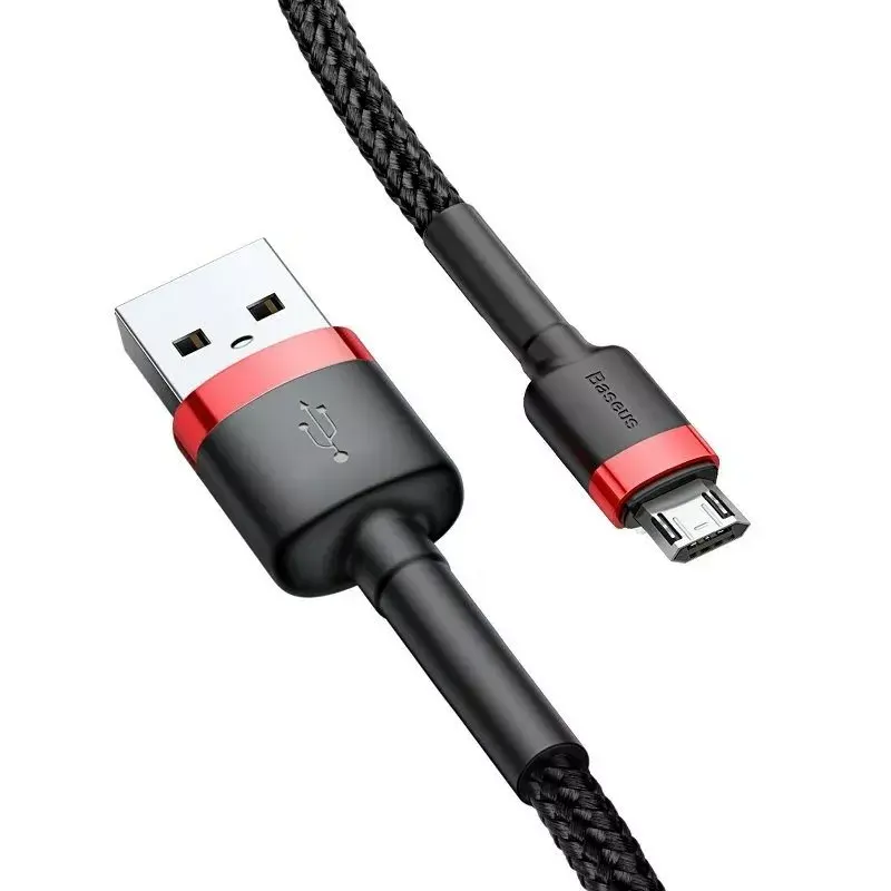 Baseus CAMKLF-B91 Nylon Durable Data & Charging Cable CQ3.0 2.4A USB to Micro USB 1m Black-Red