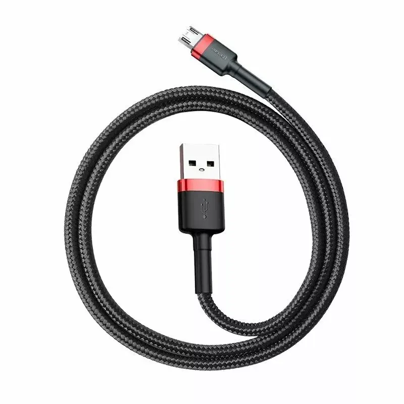 Baseus CAMKLF-B91 Nylon Durable Data & Charging Cable CQ3.0 2.4A USB to Micro USB 1m Black-Red