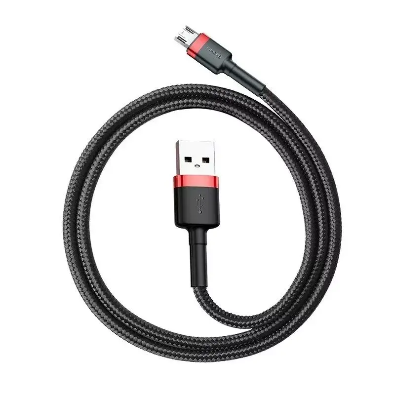 Baseus CAMKLF-B91 Nylon Durable Data & Charging Cable CQ3.0 2.4A USB to Micro USB 1m Black-Red