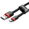 Baseus CAMKLF-B91 Nylon Durable Data & Charging Cable CQ3.0 2.4A USB to Micro USB 1m Black-Red