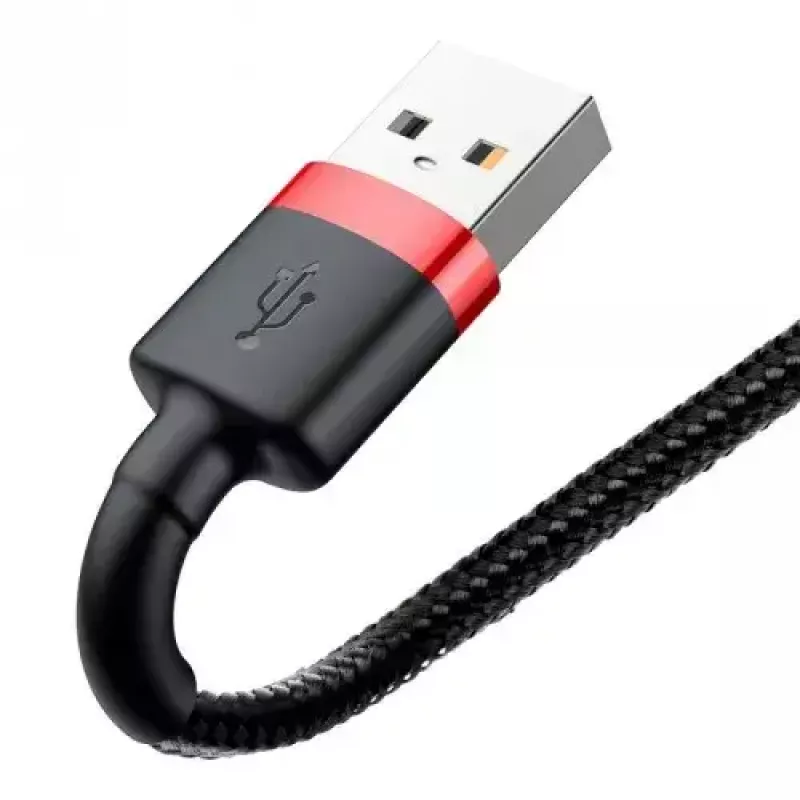 USB-A to Lightning cable Baseus CALKLF-C19 2 m — aluminium housing, 1.5 A, black/red