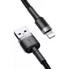 USB A to Lightning Cable Baseus Cafule (CALKLF-CG1) — Nylon braided, QC3.0 1.5A, 2 m, Grey/Black
