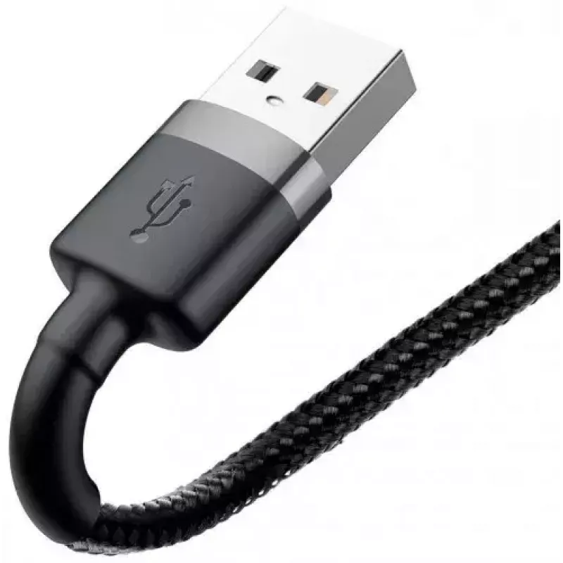 USB A to Lightning Cable Baseus Cafule (CALKLF-CG1) — Nylon braided, QC3.0 1.5A, 2 m, Grey/Black