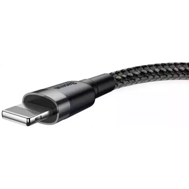 USB A to Lightning Cable Baseus Cafule (CALKLF-CG1) — Nylon braided, QC3.0 1.5A, 2 m, Grey/Black