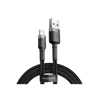 USB A to Lightning Cable Baseus Cafule (CALKLF-CG1) — Nylon braided, QC3.0 1.5A, 2 m, Grey/Black