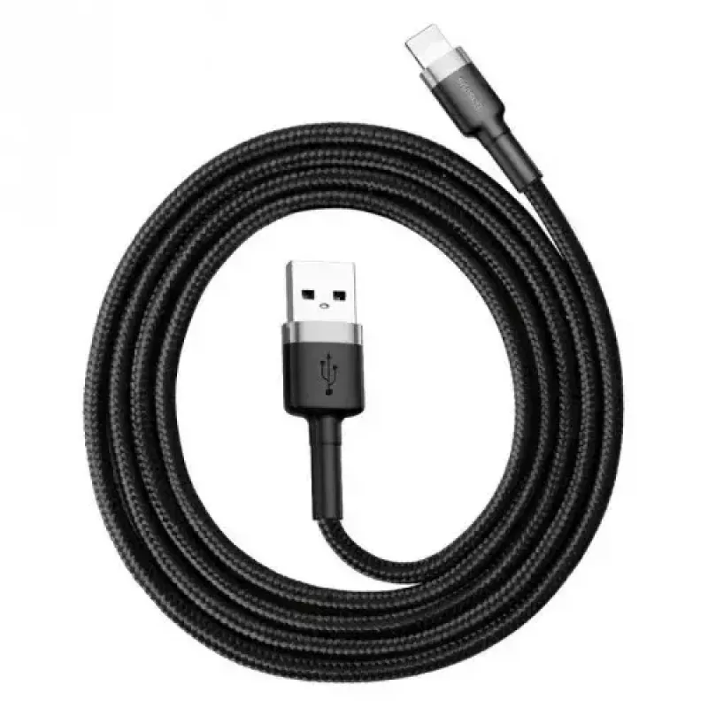 Baseus CALKLF-AG1 Nylon Data & Charging Cable USB-C QC3.0 2.4A to Lightning 0.5m black, gray