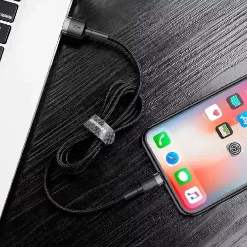 Baseus CALKLF-AG1 Nylon Data & Charging Cable USB-C QC3.0 2.4A to Lightning 0.5m black, gray