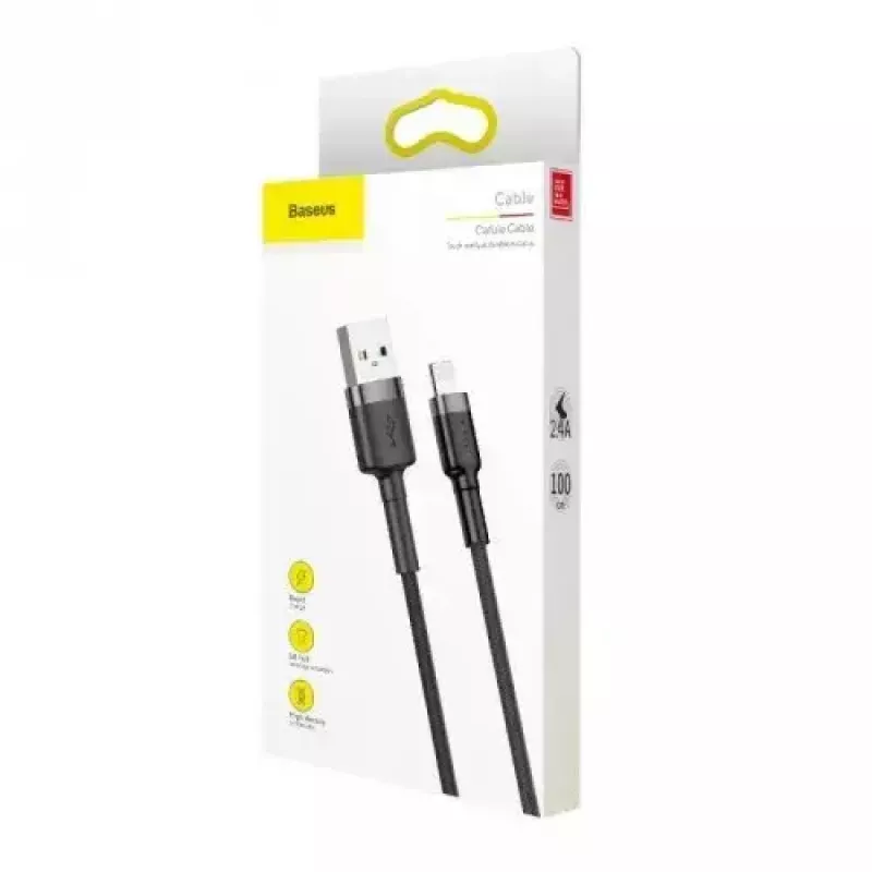 Baseus CALKLF-AG1 Nylon Data & Charging Cable USB-C QC3.0 2.4A to Lightning 0.5m black, gray