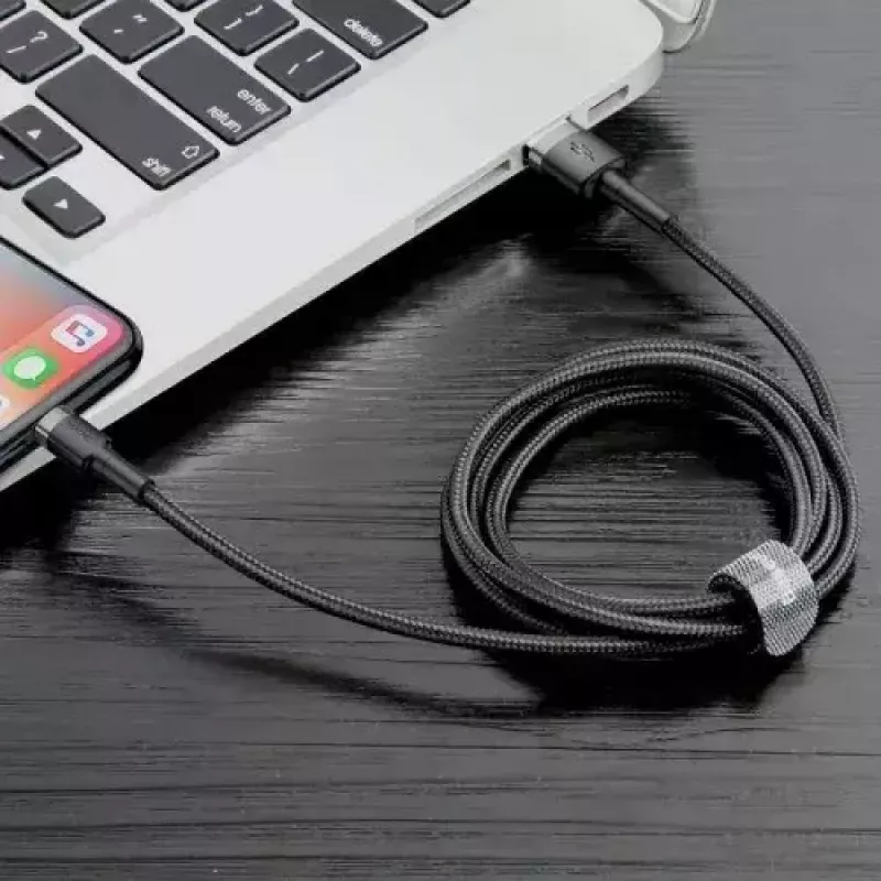 Baseus CALKLF-AG1 Nylon Data & Charging Cable USB-C QC3.0 2.4A to Lightning 0.5m black, gray