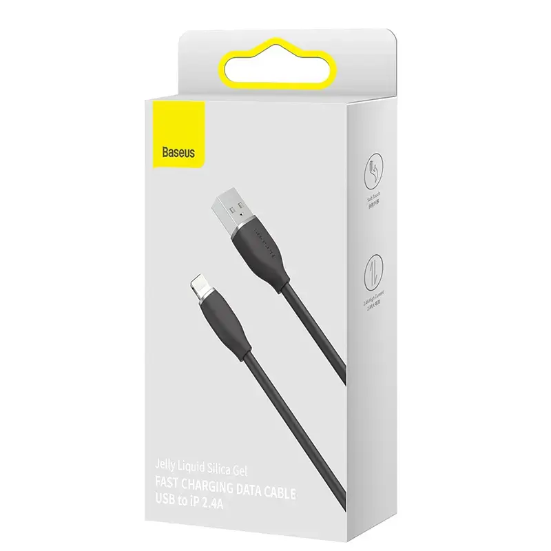 USB 2.0 data cable Baseus Jelly Lightning to USB-A 1.2 m, Black