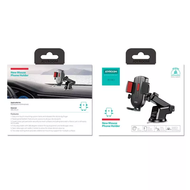 Car phone holder Joyroom JR-OK3 telescopic arm for dashboard or window, black, 0.18 kg