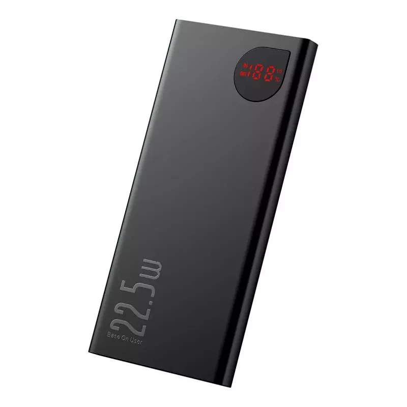 Baseus power bank Adaman Metal, Lithium-ion 10000mAh, 2xUSB, USB-C, Lightning, MicroUSB 22.5W (Black)