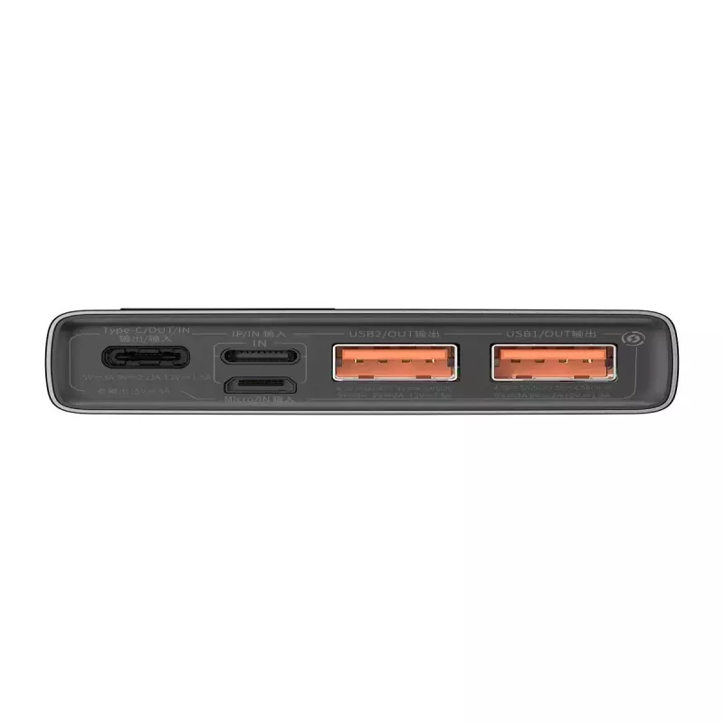 Baseus power bank Adaman Metal, Lithium-ion 10000mAh, 2xUSB, USB-C, Lightning, MicroUSB 22.5W (Black)