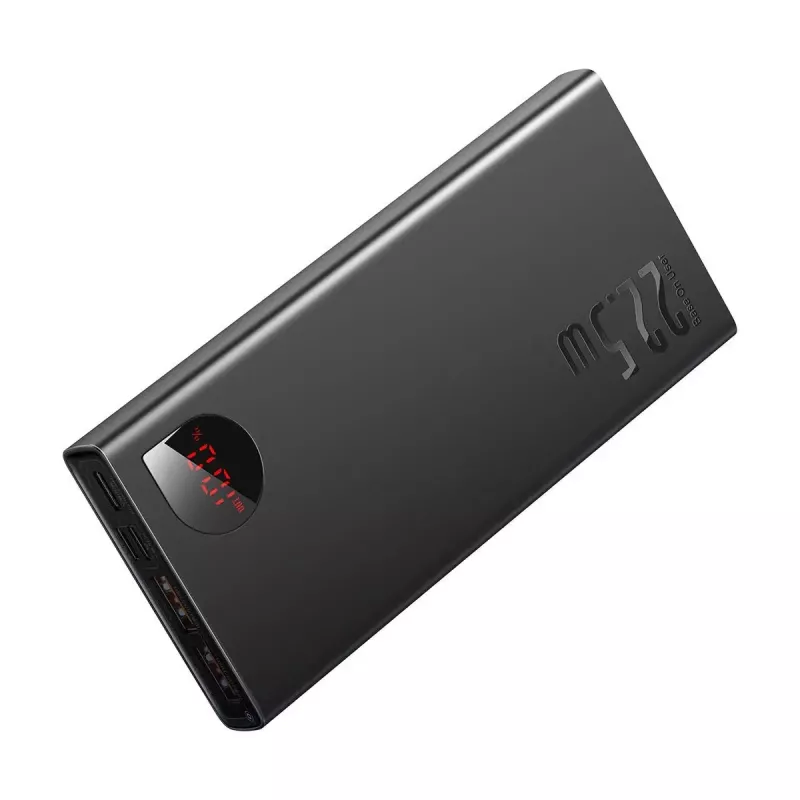 Baseus power bank Adaman Metal, Lithium-ion 10000mAh, 2xUSB, USB-C, Lightning, MicroUSB 22.5W (Black)