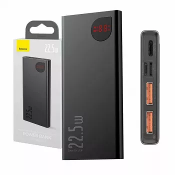 Baseus power bank Adaman Metal, Lithium-ion 10000mAh, 2xUSB, USB-C, Lightning, MicroUSB 22.5W (Black)