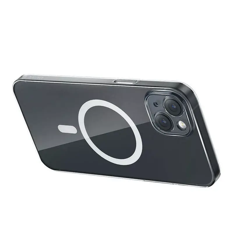 Phone case Baseus Magnetic Crystal Clear for iPhone 13, transparent, with tempered-glass screen protector