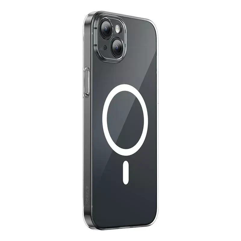 Phone case Baseus Magnetic Crystal Clear for iPhone 13, transparent, with tempered-glass screen protector
