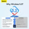 Baseus BA07 Mini Bluetooth Adapter for PC, USB 5.3 Wireless Bluetooth Dongle Receiver - Black