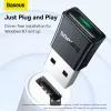 Baseus BA07 Mini Bluetooth Adapter for PC, USB 5.3 Wireless Bluetooth Dongle Receiver - Black