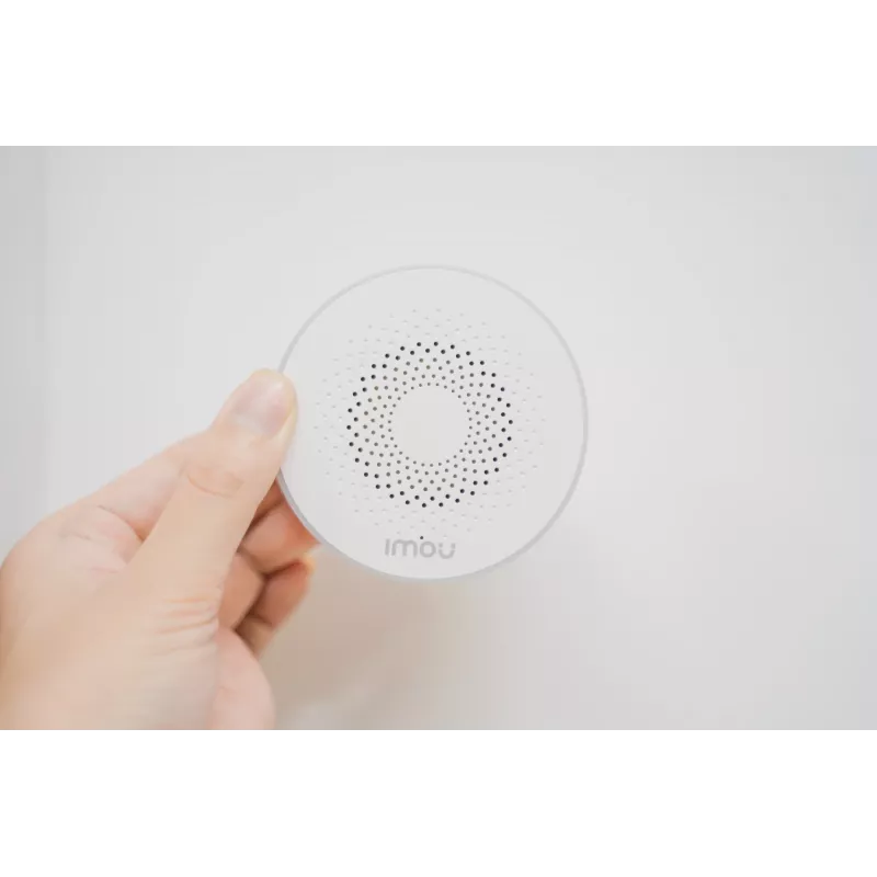 Wireless indoor siren IMOU ZR1 — 200 m range, DC 12 V, 8 cm diameter, white