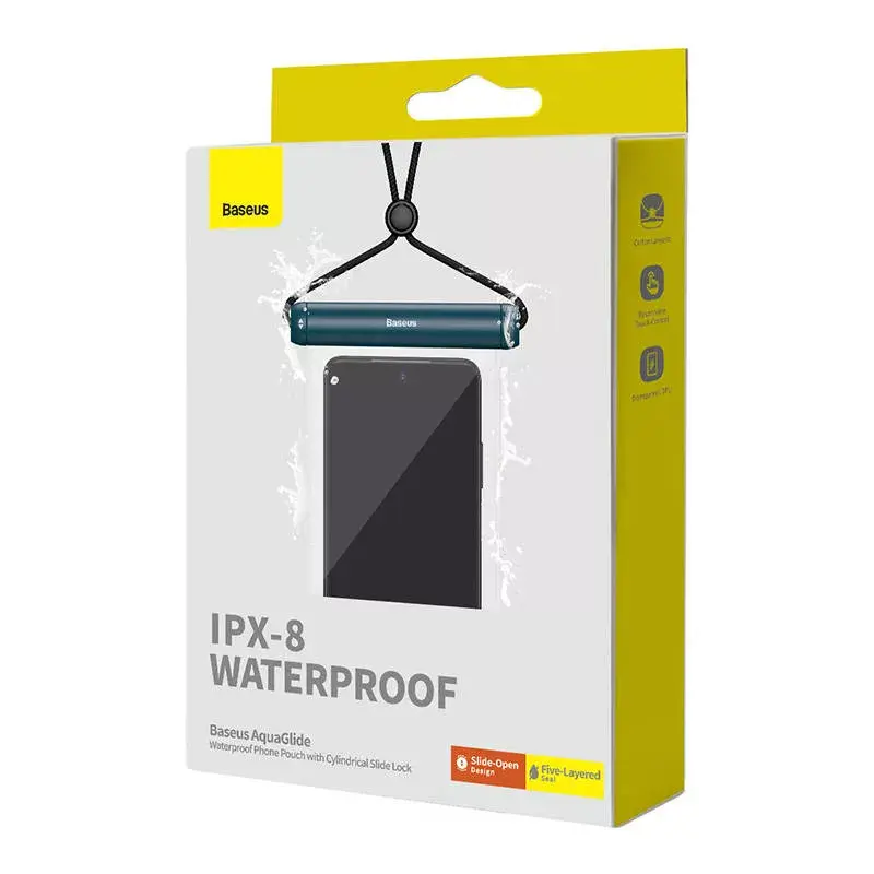 Waterproof phone case Baseus AquaGlide cylindrical slide lock — blue