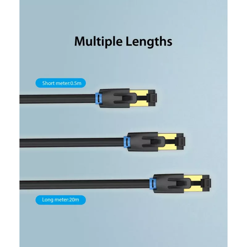 Ethernet patch cable Vention Cat.8 S/FTP 1 m Black RJ-45 Gold-plated