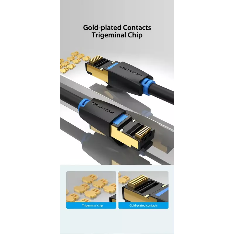 Ethernet patch cable Vention Cat.8 S/FTP 1 m Black RJ-45 Gold-plated