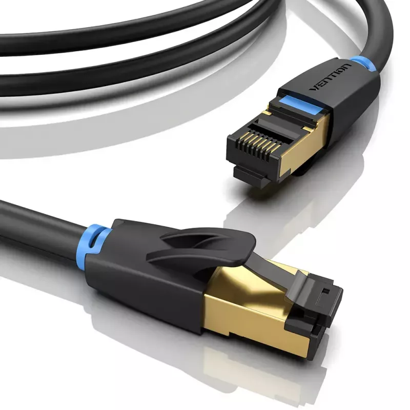 Ethernet patch cable Vention Cat.8 S/FTP 1 m Black RJ-45 Gold-plated
