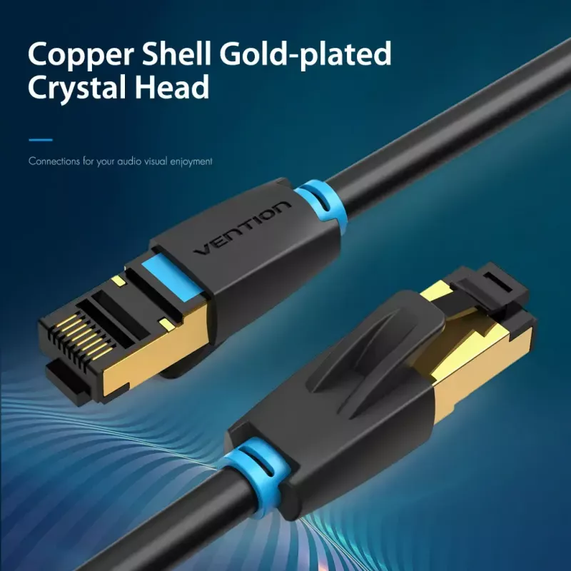 Ethernet patch cable Vention Cat.8 S/FTP 1 m Black RJ-45 Gold-plated