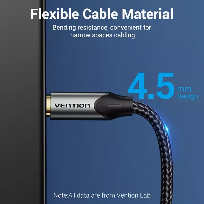 Optical fiber audio cable Vention 3 m TOSLINK male-to-male, grey, nylon jacket, gold-plated contacts