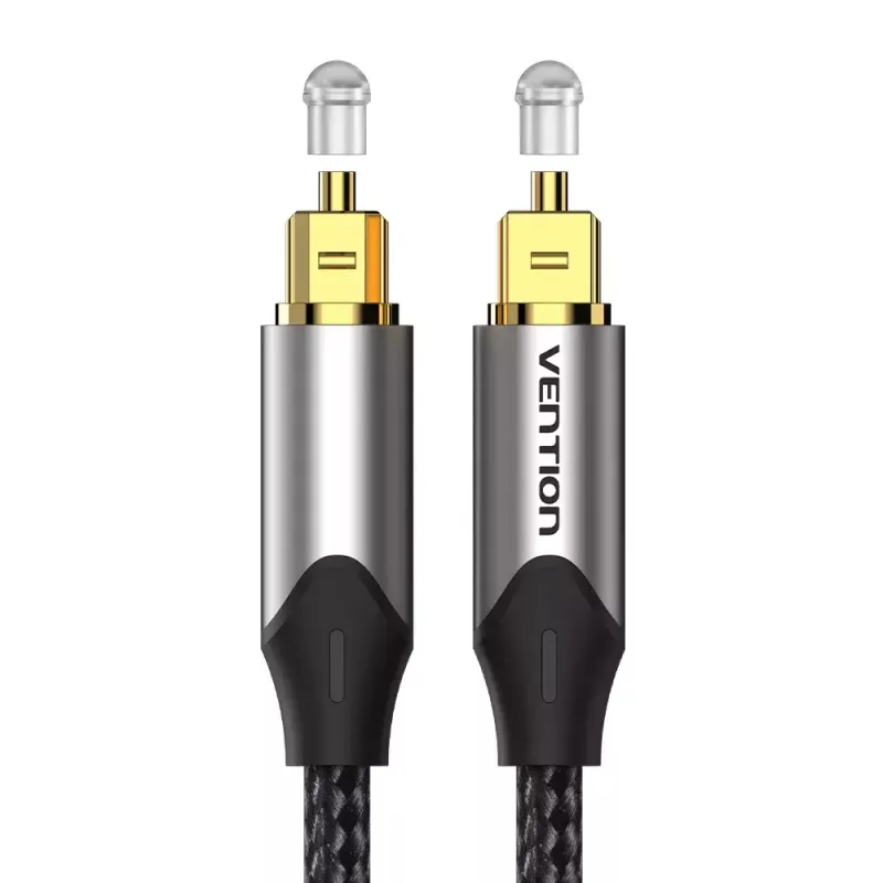 Optical fiber audio cable Vention 3 m TOSLINK male-to-male, grey, nylon jacket, gold-plated contacts