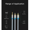 Audio cable Vention 3.5mm male to 2×RCA male, 3 m, black, gold-plated contacts