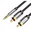 Audio cable Vention 3.5mm male to 2×RCA male, 3 m, black, gold-plated contacts